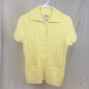 LL Bean Cable Knit Sweater Top Short Sleeves